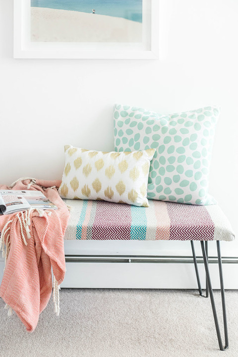 Diy Cotton Upholstered Hairpin Leg Bench - Dream Green Diy