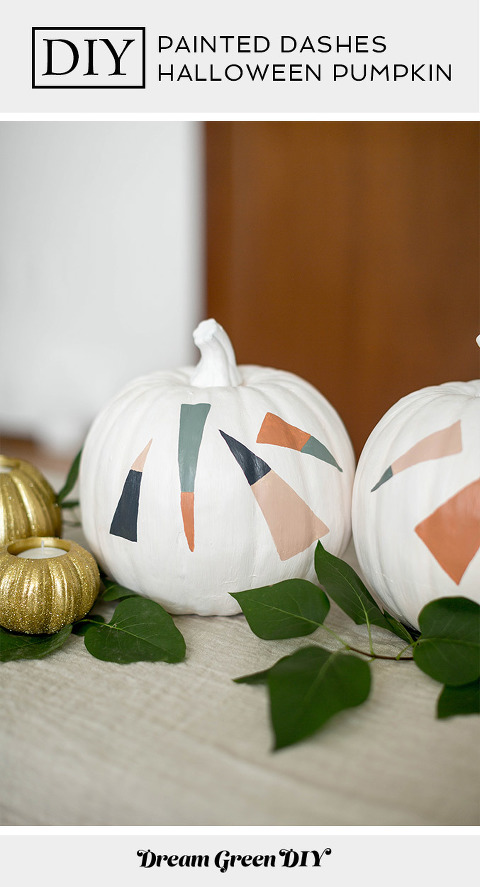 DIY Halloween Pumpkins With Painted Dashes - Dream Green DIY
