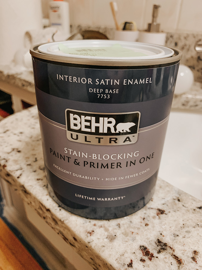 Green BEHR bathroom wall paint