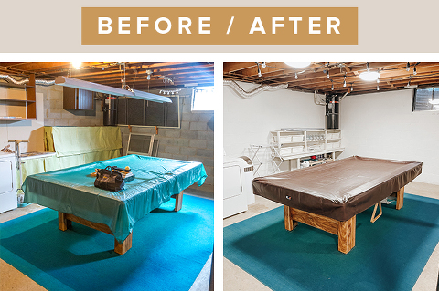 Before After Painted Cinderblock Walls Dream Green DIY