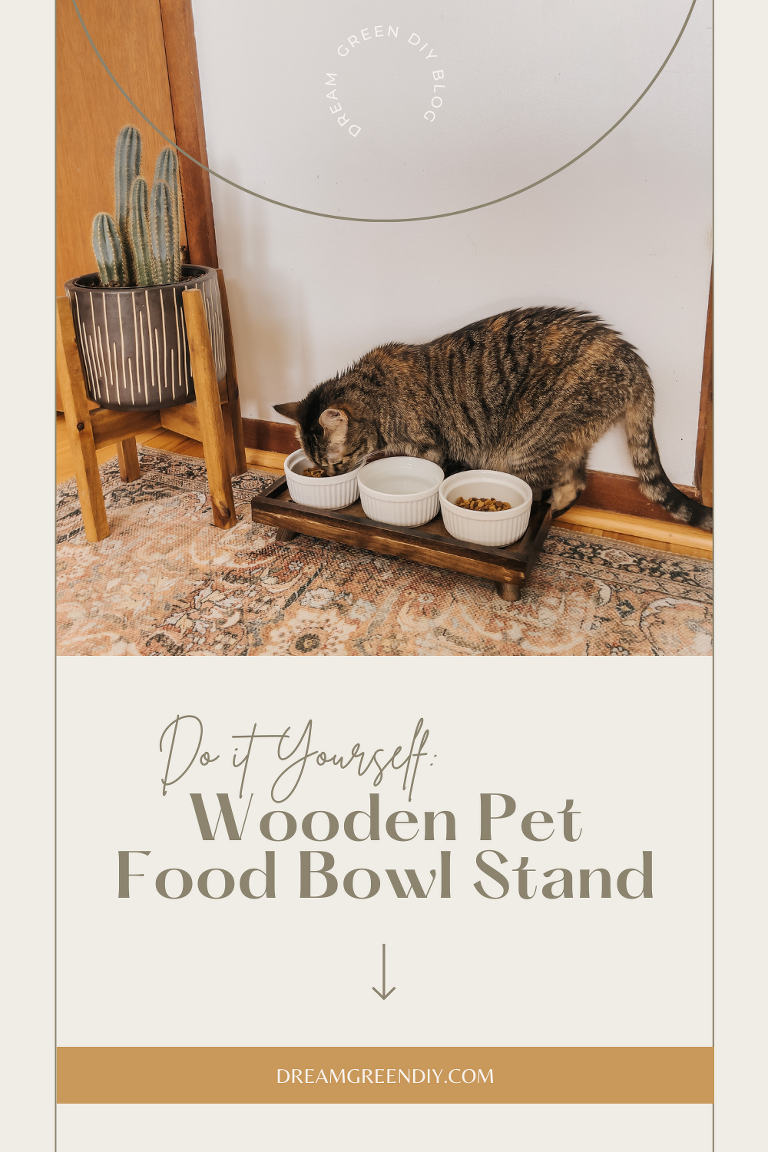 DIY Wooden Pet Food Bowl Stand Dream Green DIY