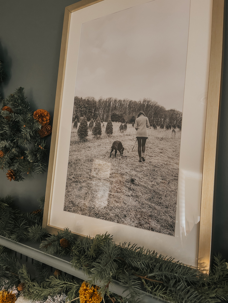 Styling A Christmas Mantel With Framed Prints