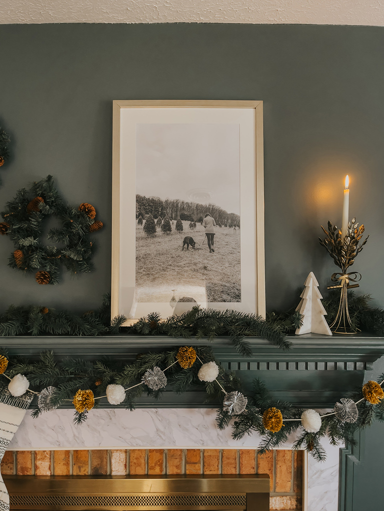 Styling A Christmas Mantel With Framed Prints