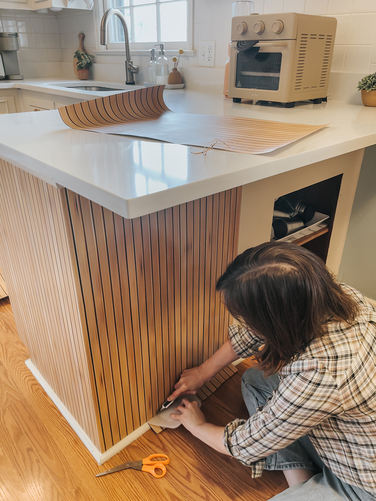 DIY Kitchen Peninsula Wallpaper Upgrade