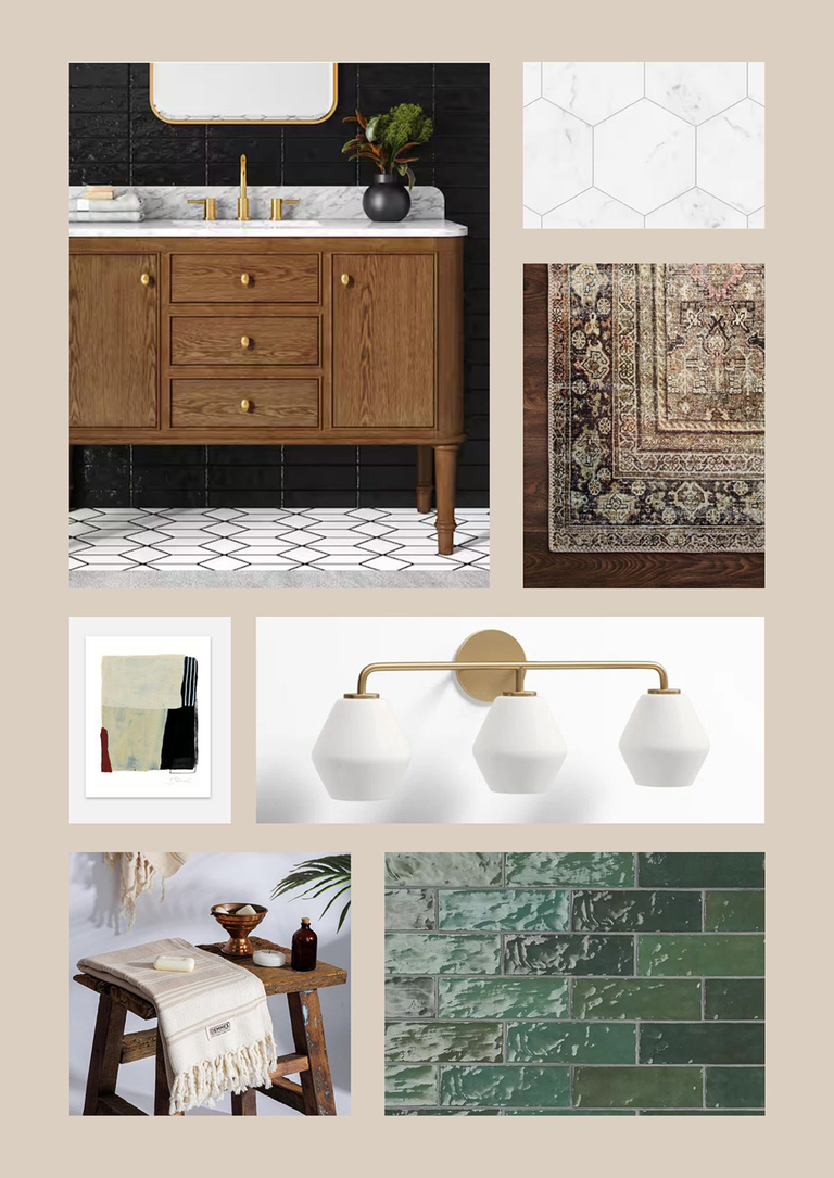 Old World Bathroom Home Décor Mood Board