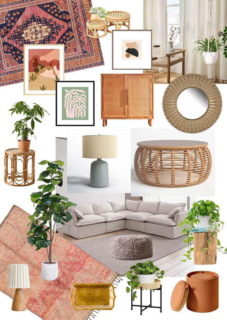 Boho Living Room Home Mood Board Interior Design Inspiration