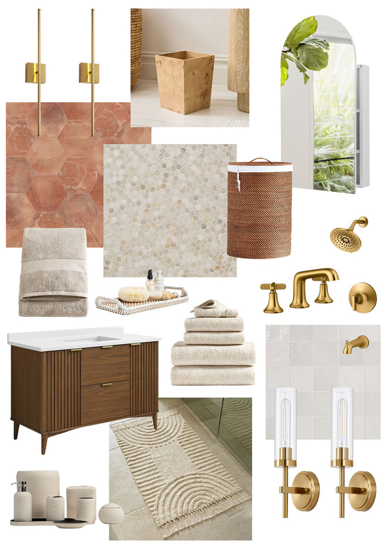 Earthy Terracotta Bathroom Home Mood Board Interior Design Inspiration